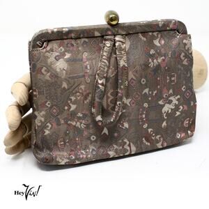Vintage Brocade Clutch Purse Oriental Indian Print Evening Handbag - Hey Viv